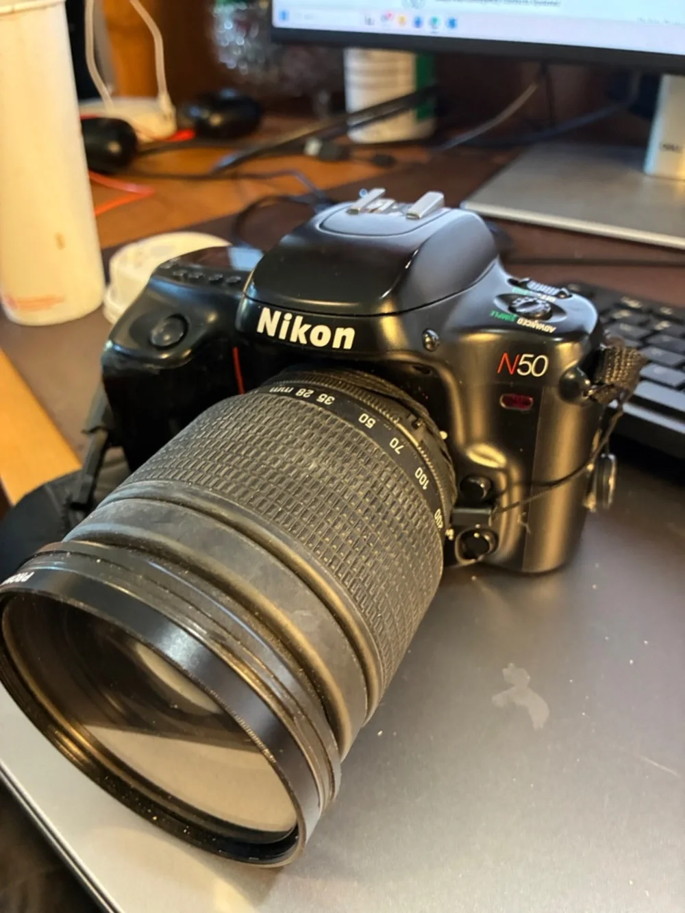 Nikon Black film N50 Camera with Black Zoom Lens vintage